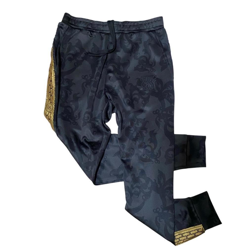SIKSILK Black Gold Tape Jogger Mens Urban Streetwear Track pants Sz M NWOT